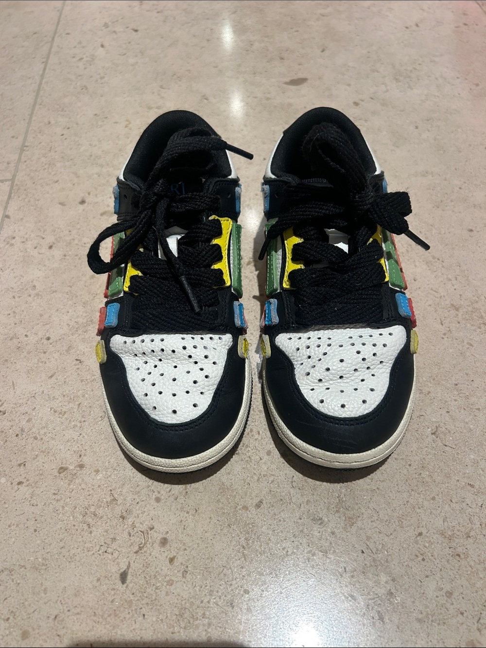 AMIRI Black and White Kids Sneakers with Multicolor Tabs